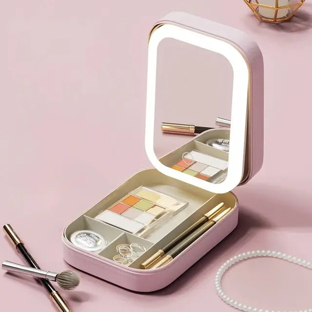 LED Mirror Makeup Storage Box