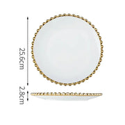 Nordic Gold Bead Ceramic Dinner Plates and Bowls